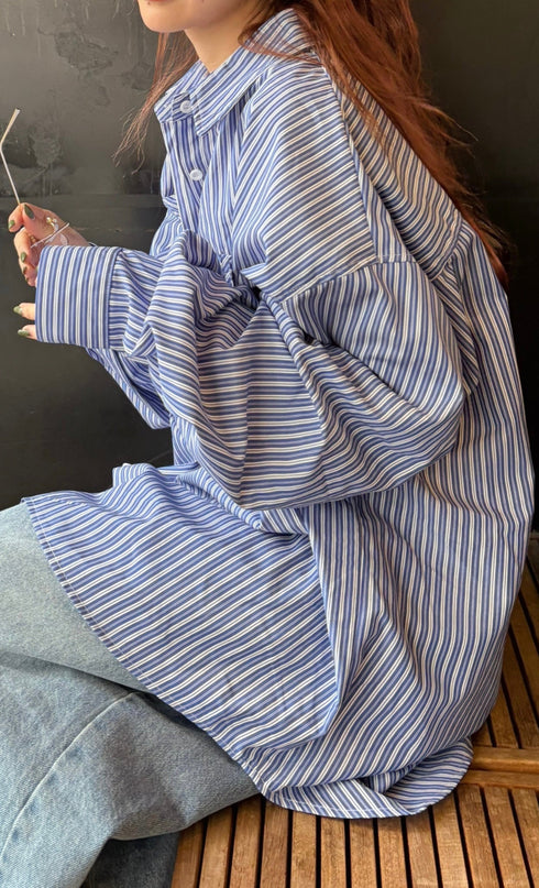 【少量再入荷】ストライプオーバーシャツ